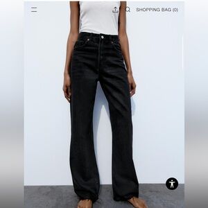 Zara High rise wide leg black jeans, Size 6